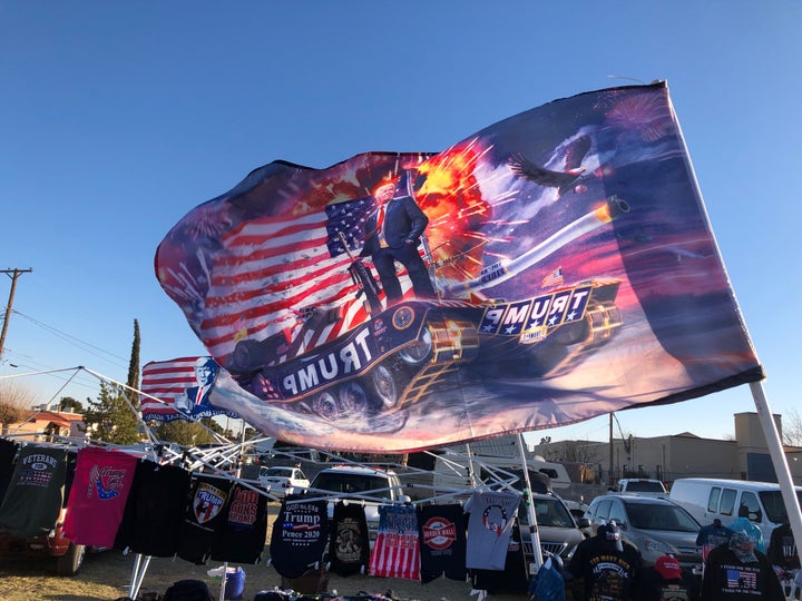 Trump merchandise for sale at the rally.