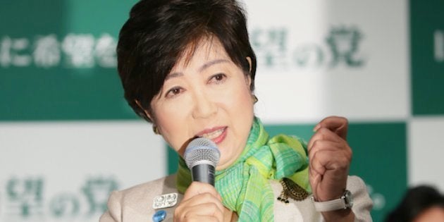 結党記者会見を行う新党「希望の党」代表の小池百合子東京都知事＝27日、東京都内のホテル 