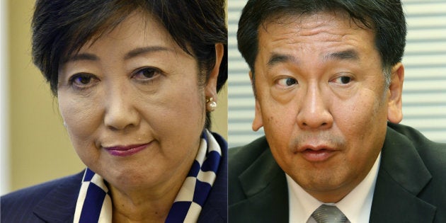 小池百合子知事（左）と枝野幸男氏