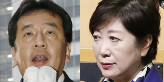 立憲民主党の枝野幸男代表（左）と「希望の党」の小池百合子代表