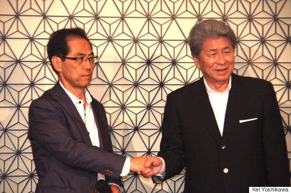 古賀茂明氏と鳥越俊太郎氏 7月12日、東京・帝国ホテル