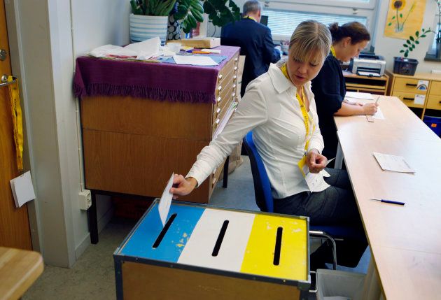 スウェーデンの総選挙（2014年）投票風景