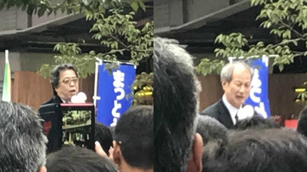 小林よしのり氏（左）と鈴木邦男氏（10月14日）