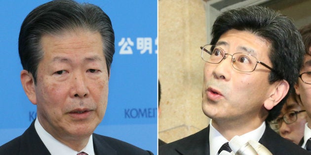 公明党・山口那津男代表（左）と佐川宣寿氏