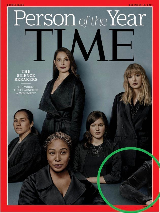 TIME誌「今年の人」の発表号の表紙。右端には肘だけ写った女性が。