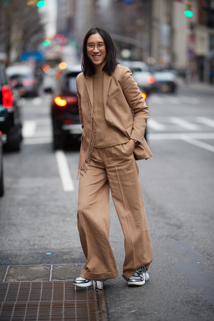 Eva Chen photographed at New York Fashion Week, February 2019.