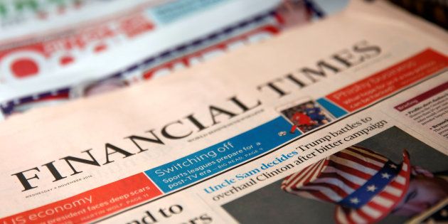 The cover of the Financial Times newspaper is seen with other papers at a news stand in New York U.S., November 9, 2016. REUTERS/Shannon Stapleton