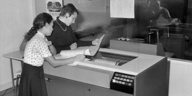 FRANCE - 1970: Printer of computer IBM 1132. France, 1970. (Photo by LAPI/Roger Viollet/Getty Images)
