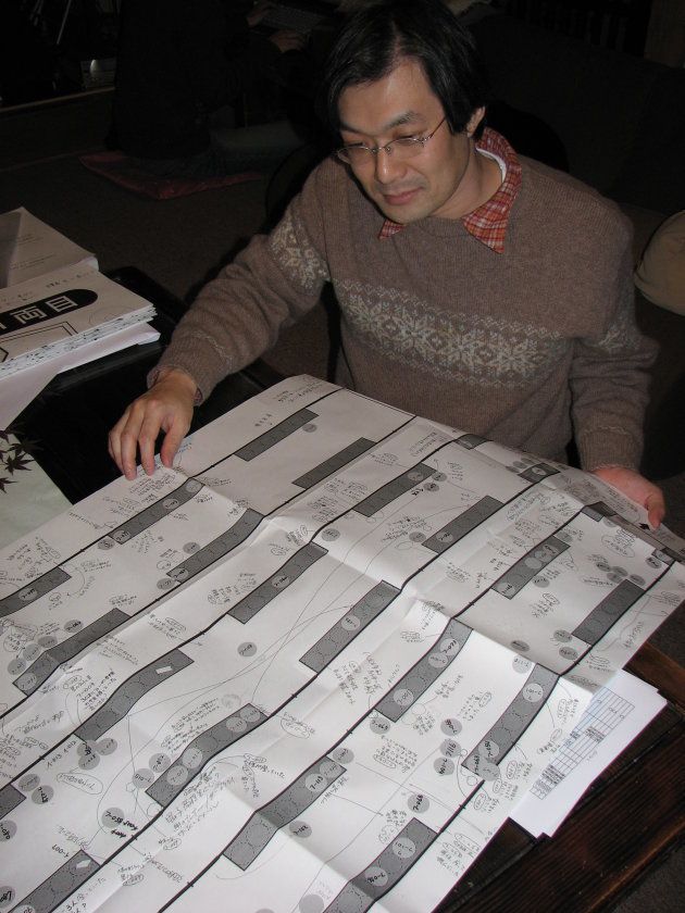 小椋さんらが作成した脱線車両の乗車位置記録。2007年2月4日撮影