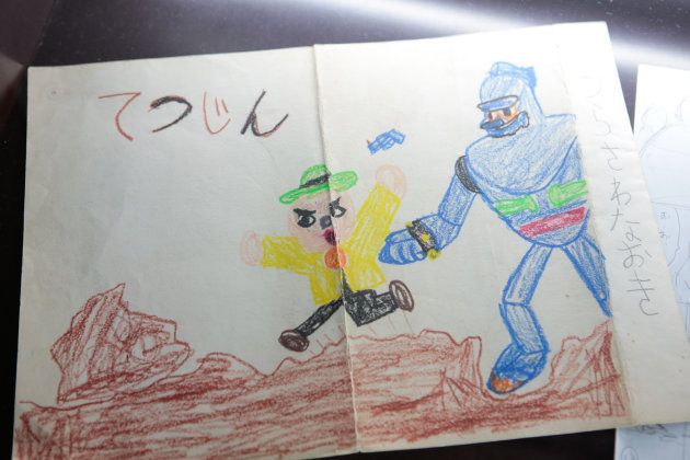浦沢氏が幼少期に描いたお絵かきも展示されている。