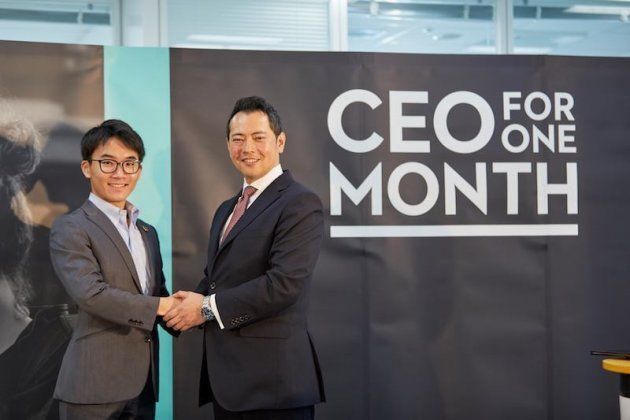 ▲2018年度CEO for One Month日本代表の小杉山さんと、アデコ代表取締役社長の川崎