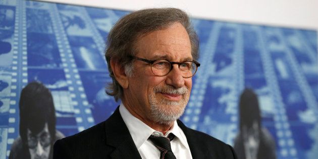 Director Steven Spielberg poses at the premiere of the HBO documentary film