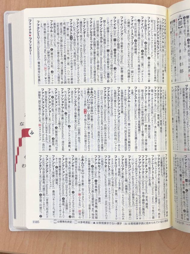 三省堂「現代新国語辞典 第五版」の1185ページ