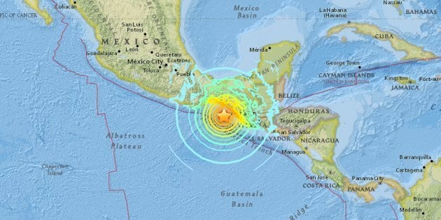 アメリカ地質調査所（USGS）が発表した震源地