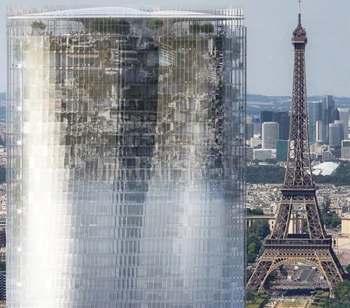 エッフェル塔が“巨大な鏡”で逆さまに？パリ高層ビルの改修計画案が