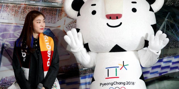 平昌五輪をPRする金メダリストのキム・ヨナ氏