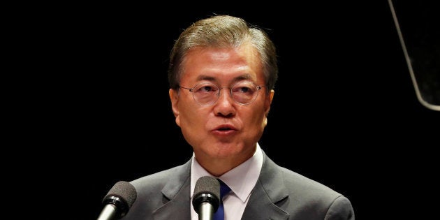 韓国の文在寅大統領(2017年8月15日撮影)