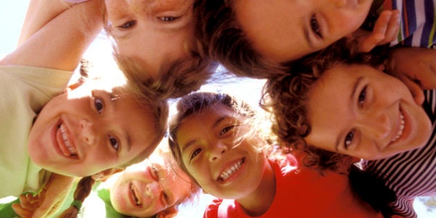 Children in a huddle