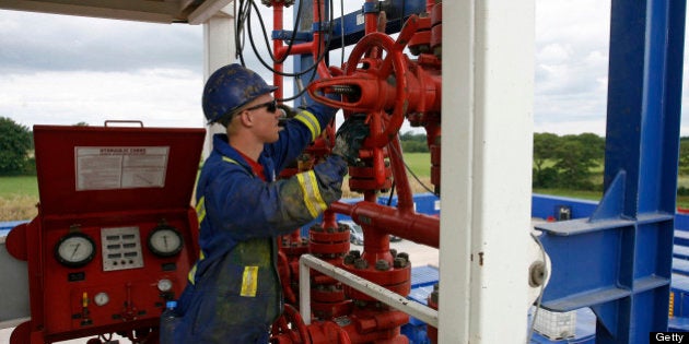 An employee works at Cuadrilla Resouces Ltd.'s shale gas exploration site in Singleton, U.K., on Tuesday, July 12, 2011. The shale gas boom in the U.S. is unlikely to be replicated in Europe in the short term, according to Centrica Plc Chief Executive Officer Sam Laidlaw. Photographer: Paul Thomas/Bloomberg via Getty Images