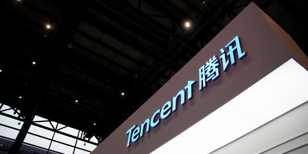 A sign of Tencent is seen during the fourth World Internet Conference in Wuzhen, Zhejiang province, China, December 3, 2017. REUTERS/Aly Song
