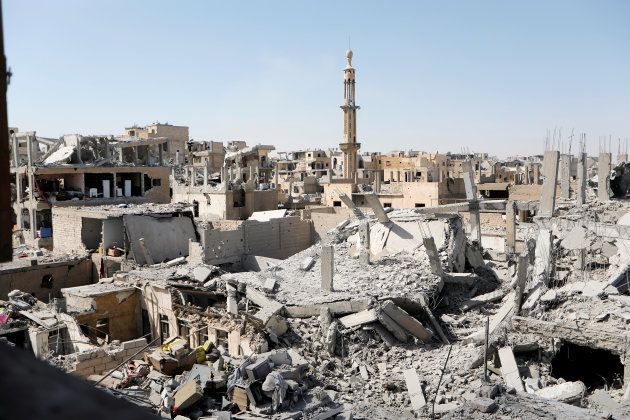 ISが首都と宣言していたラッカ。戦闘により、廃墟となった＝2017年8月