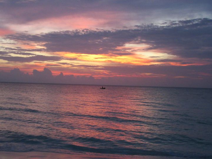 ラーム環礁での夕日