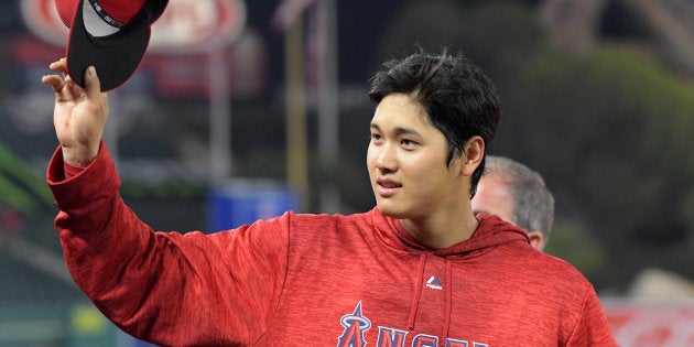 4月3日、 本拠・エンゼルスタジアムの試合に初出場した大谷翔平選手 Credit: Kirby Lee-USA TODAY Sports