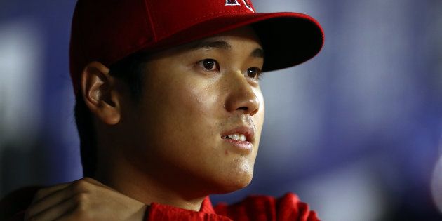ARLINGTON, TX - APRIL 10: Shohei Ohtani #17 of the Los Angeles Angels at Globe Life Park in Arlington on April 10, 2018 in Arlington, Texas. (Photo by Ronald Martinez/Getty Images)