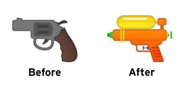 Google スマホの銃の絵文字をポップに変える リアルな銃 オレンジの水鉄砲 ハフポスト