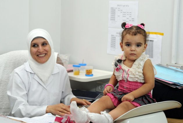 ガザのクリニックの乳幼児健診