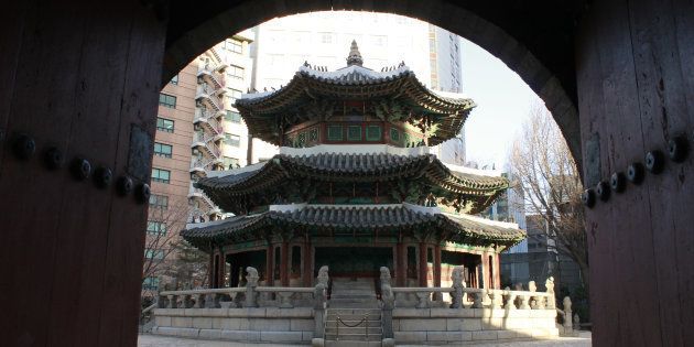Historic architecture in the courtyard of the Westin in Seoul