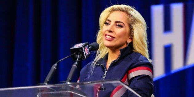 HOUSTON, TX - FEBRUARY 02: Lady Gaga answers questions from the media during the Super Bowl LI Pepsi Zero Halftime Show press conference on February 02, 2017, at the George R Brown Convention Center in Houston, TX. (Photo by Rich Graessle/Icon Sportswire via Getty Images)