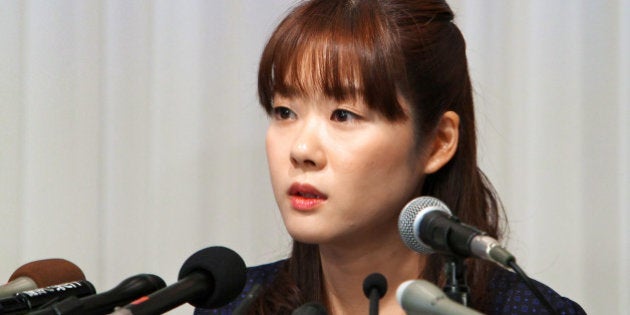 Haruko Obokata, a researcher at Riken research institution, speaks during a news conference in Osaka,...