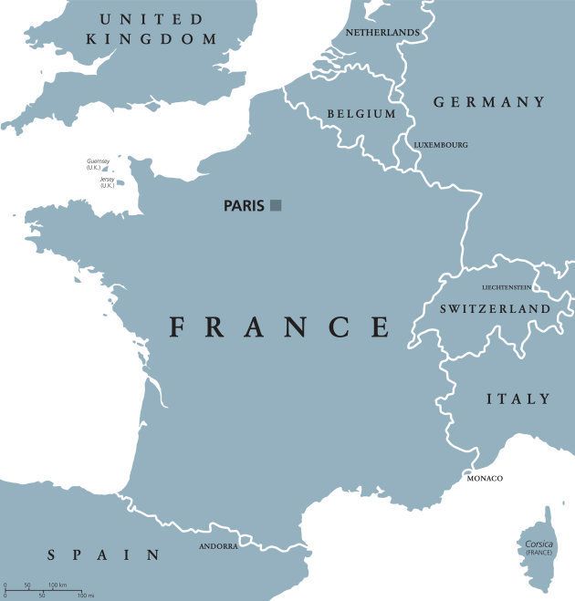 ルクセンブルクの位置は中央から見て右上。フランス、ドイツ、ベルギーの三国に囲まれている。