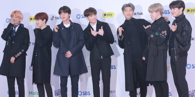 BTSのメンバーら＝2018年12月25日、ソウル