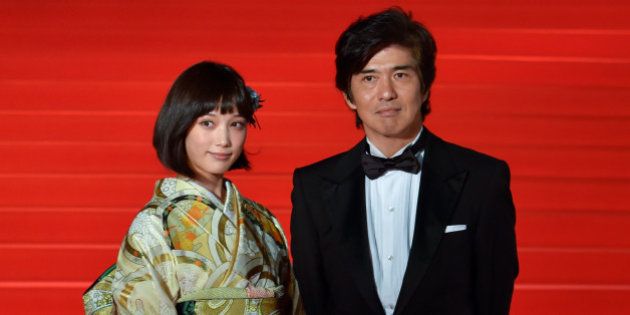 TOKYO, JAPAN - OCTOBER 22: (L-R)Actress Tsubasa Honda and Actor Koichi Sato attend the opening ceremony of the Tokyo International Film Festival 2015 at Roppongi Hills on October 22, 2015 in Tokyo, Japan. (Photo by Koki Nagahama/Getty Images)