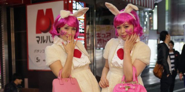 TOKYO, JAPAN - OCTOBER 30: People dressed up for Halloween pose for portraits in Shibuya district on October 30, 2015 in Tokyo, Japan. (Photo by Taro Karibe/Getty Images)