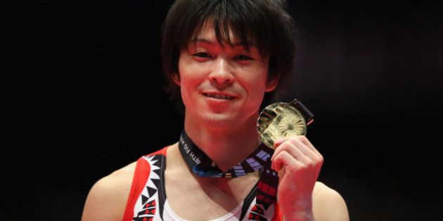 GLASGOW, SCOTLAND - OCTOBER 30: Kohei Uchimura of Japan wins Gold in the All-Around Final on day eight of the 2015 World Artistic Gymnastics Championships at The SSE Hydro on October 30, 2015 in Glasgow, Scotland. (Photo by Alex Livesey/Getty Images)
