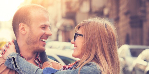 Couple enjoying outdoors in a urban surroundings.