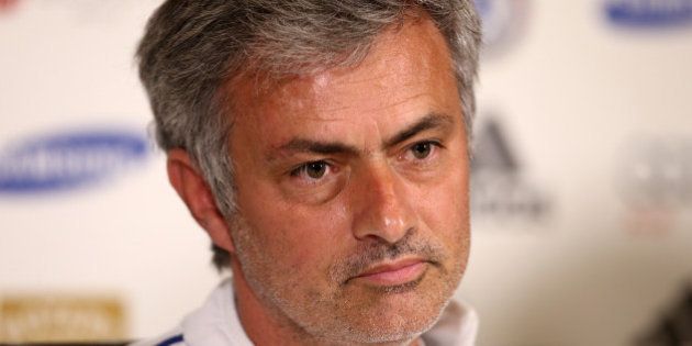 COBHAM, ENGLAND - MAY 02: Chelsea Manager Jose Mourinho talks to the press at the Chelsea Training Ground...