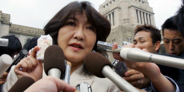 Satsuki Katayama, a newly elected House of Representatives member, speaks to reporters at the Parliament Wednesday, Sept.21, 2005, opening day of the special Diet session in Tokyo. Prime Minister Junichiro Koizumi's Cabinet resigned en masse on Wednesday following his landslide electoral win last week, but he was expected to rename the same ministers to his new government later in the day. (AP Photo / Katsumi Kasahara)