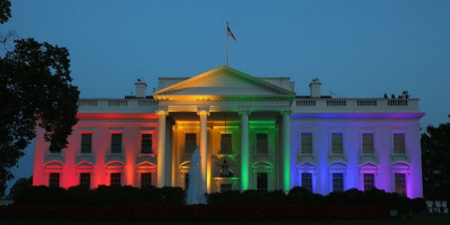 WASHINGTON, DC - JUNE 26: Rainbow colored lights shine on the White House to celebrate todays US Supreme Court ruling in favor of same-sex marriage June 26, 2015 in Washington, DC. Today the high court ruled 5-4 that the Constitution guarantees a right to same-sex marriage in all 50 states. (Photo by Mark Wilson/Getty Images)