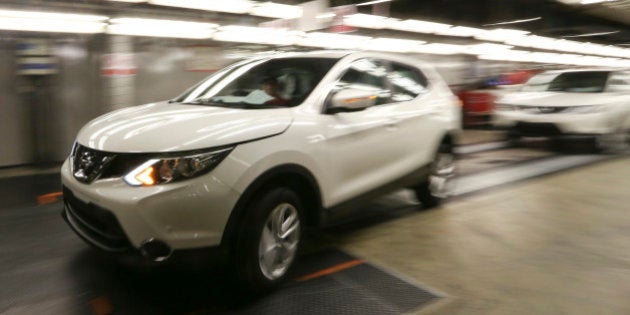 A new Nissan Qashqai SUV automobile is driven off the production line at Nissan Motor Co.'s vehicle assembly plant in Sunderland, U.K., on Wednesday, March 12, 2014. About 80 percent of the 1.5 million vehicles made in the U.K. are sold overseas, the majority of them to the EU, according to the Society of Motor Manufacturers and Traders. Photographer: Chris Ratcliffe/Bloomberg via Getty Images