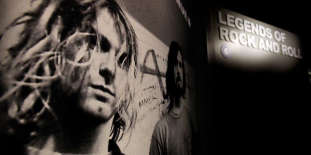 CLEVELAND, OHIO - Nov.31, 2013:Kurt Cobain is picture to the entrance of the Legends of Rock and Roll...