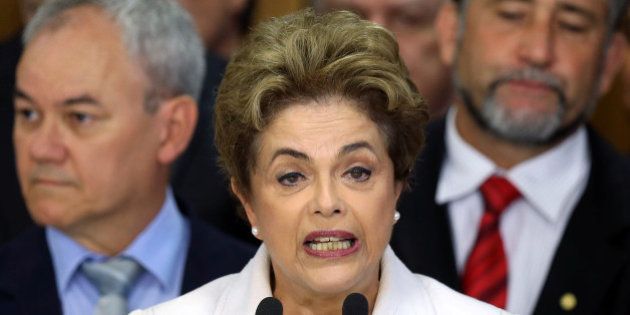 Suspended Brazilian President Dilma Rousseff addresses the audience after the Brazilian Senate voted to impeach her for breaking budget laws, at Planalto Palace in Brasilia, Brazil, May 12, 2016. REUTERS/Adriano Machado