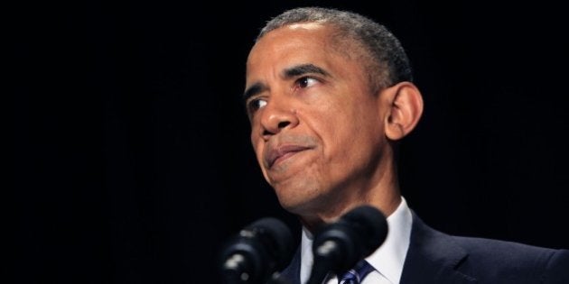 WASHINGTON, DC - FEBRUARY 5: U.S. President Barack Obama speaks during the National Prayer Breakfast February 5, 2015 in Washington, DC. Obama reportedly spoke about groups like ISIS distorting religion and calling the Islamic terror group a 'death cult.' (Photo by Dennis Brack-Pool/Getty Images)