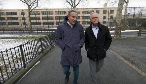 Howard Schultz strolls through the Bay View Houses during a recent episode of "60 Minutes."