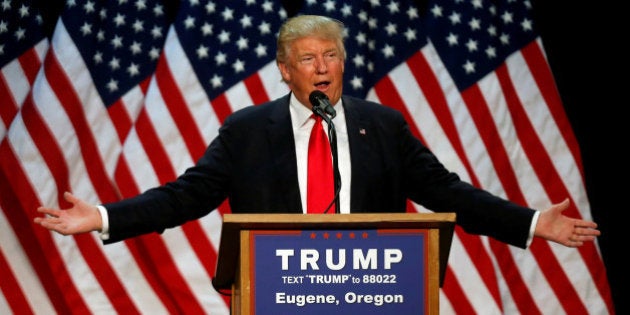 Republican U.S. presidential candidate Donald Trump speaks at a campaign rally in Eugene, Oregon, U.S., May 6, 2016. REUTERS/Jim Urquhart/File Photo