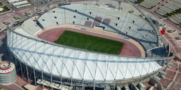 DOHA, QATAR - JANUARY 06: View of the Khalifa football stadium is taken at the ASPIRE Academy for Sports...