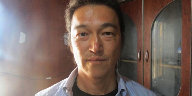 ALEPPO, SYRIA - JANUARY 20: In this file photo, dated as October 24, 2014, Japanese journalist Kenji Goto Jogo, captured by Islamic State of Iraq and Levant (ISIL) and one of two Japanese hostages, is seen in Aleppo, Syria. (Photo by Ahmed Muhammed Ali/Anadolu Agency/Getty Images)